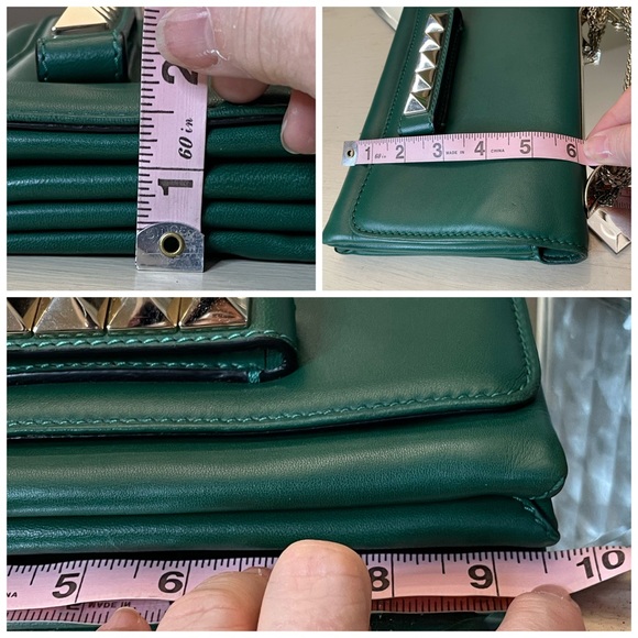 Valentino Garavani Va Va Voom green leather shoulder/crossbody bag w/ gold chain - Picture 14 of 16